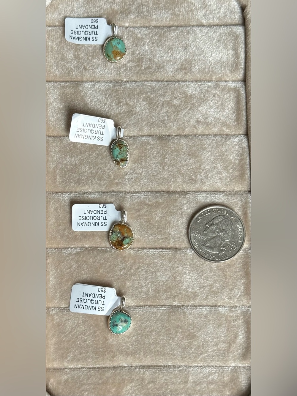 Dorothy Yazzie Navajo Sterling Silver Kingman Turquoise Small Pendant Lot of 4 - Picture 4 of 4